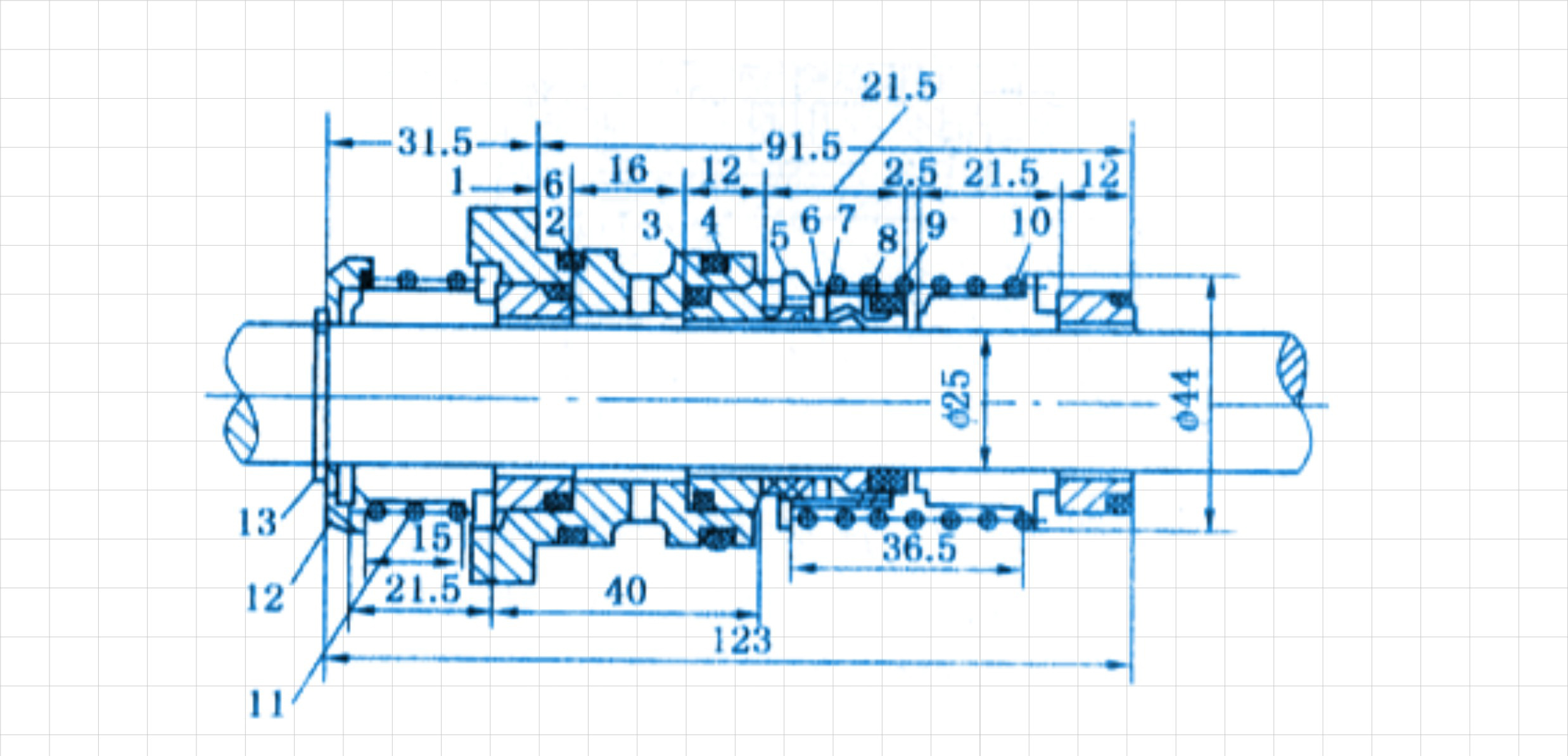 典型的潛油泵用機械橡膠密封件結構平面圖