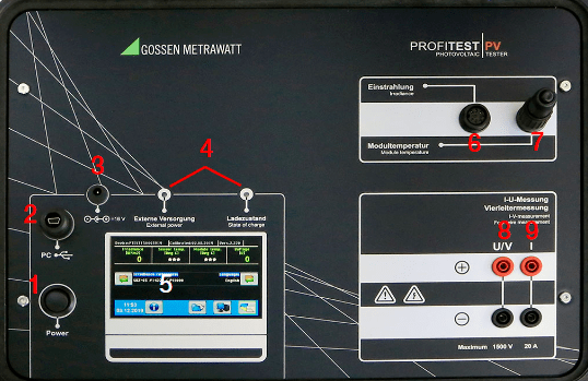 PROFITEST PV1500光伏組件IV測試儀主面板介紹